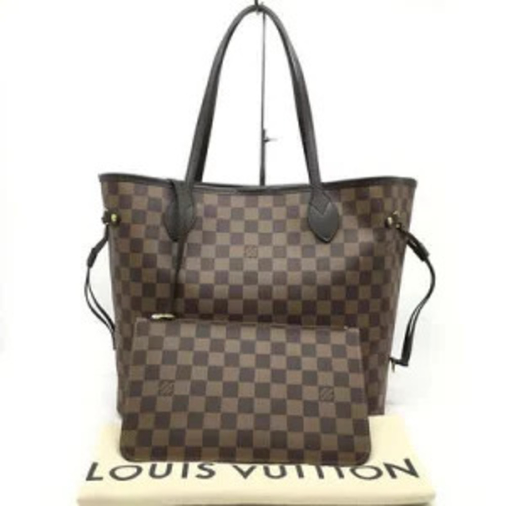 LOUIS VUITTON Neverfull Tote Bag Damier Ebene Brown Shoulder Clutch - Picture 3 of 9